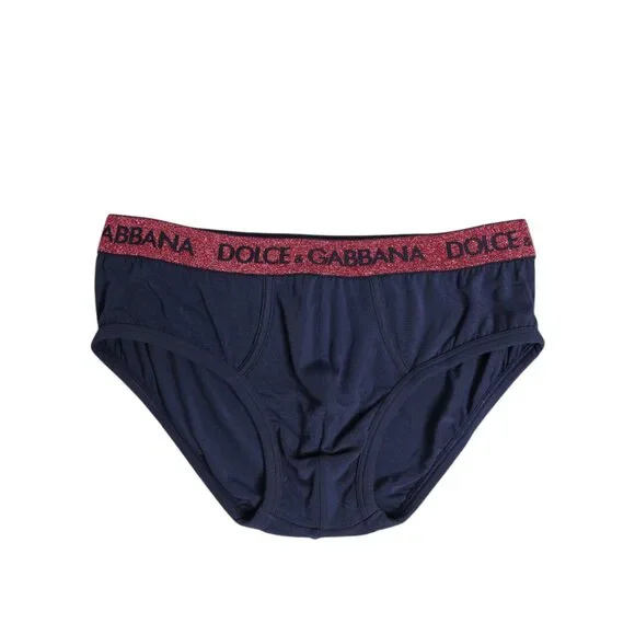 Dolce & Gabbana Blue Red Logo Stretch Regular Brief Underwear Mens Underwear